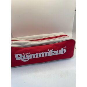 Original Rummikub Game Pouch Bag Red White Zippered Storage Case